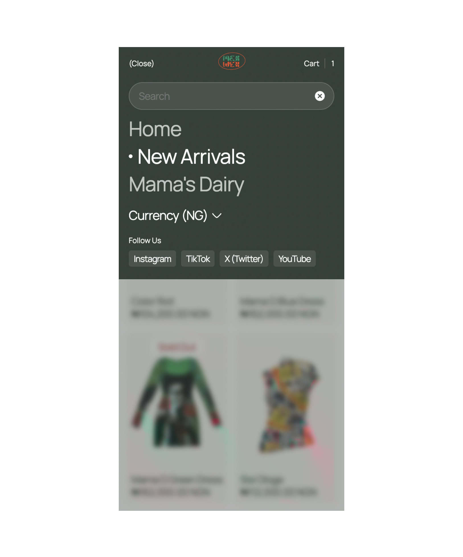 mejimeji.co Mobile Navbar design
